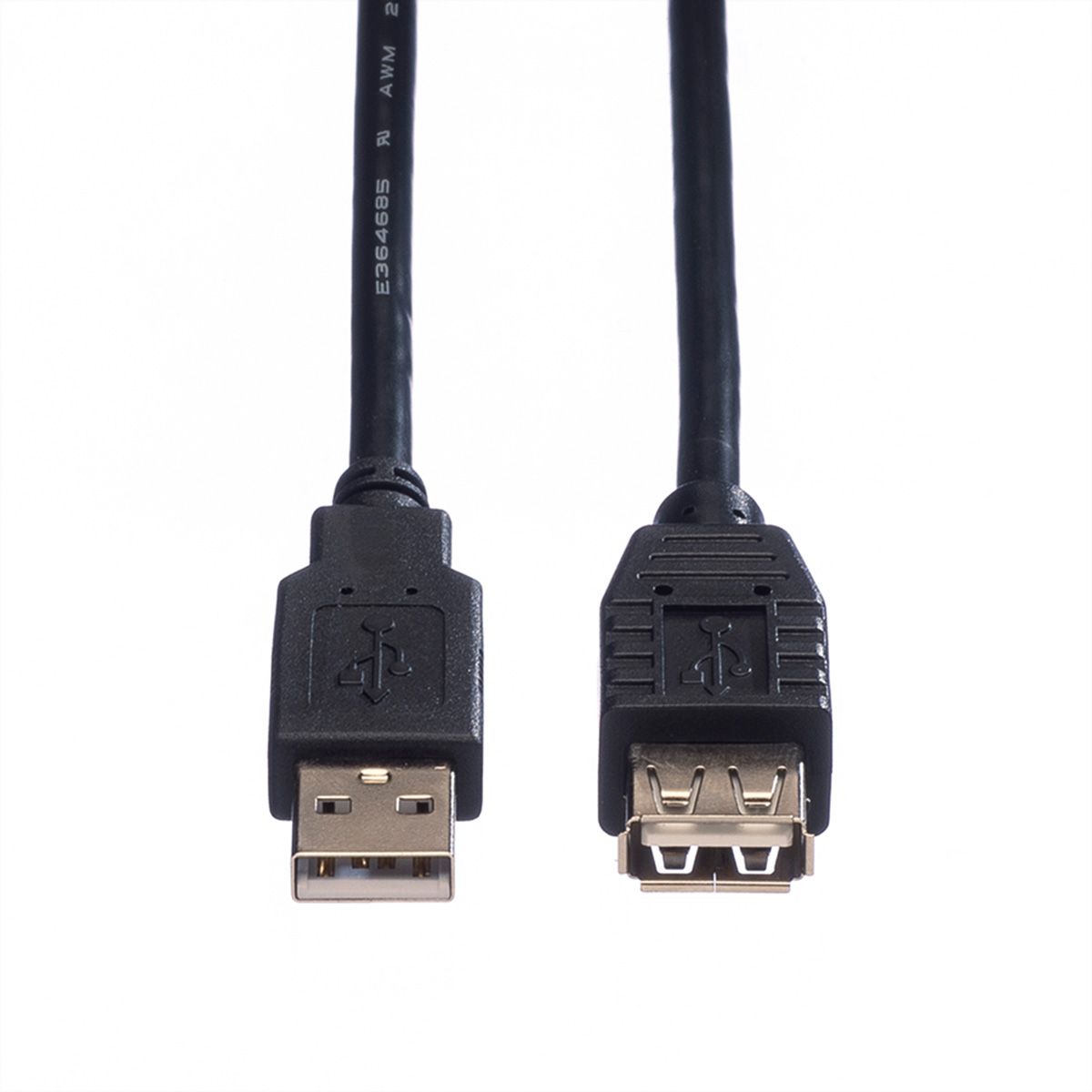 ROLINE Câble USB 2.0 Type A-A, M/F, noir, 1,8 m