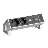 BACHMANN DESK2 2x Schutzkontakt 2x USB A-Charger , GST18 Stecker , weiß, 0,2 m