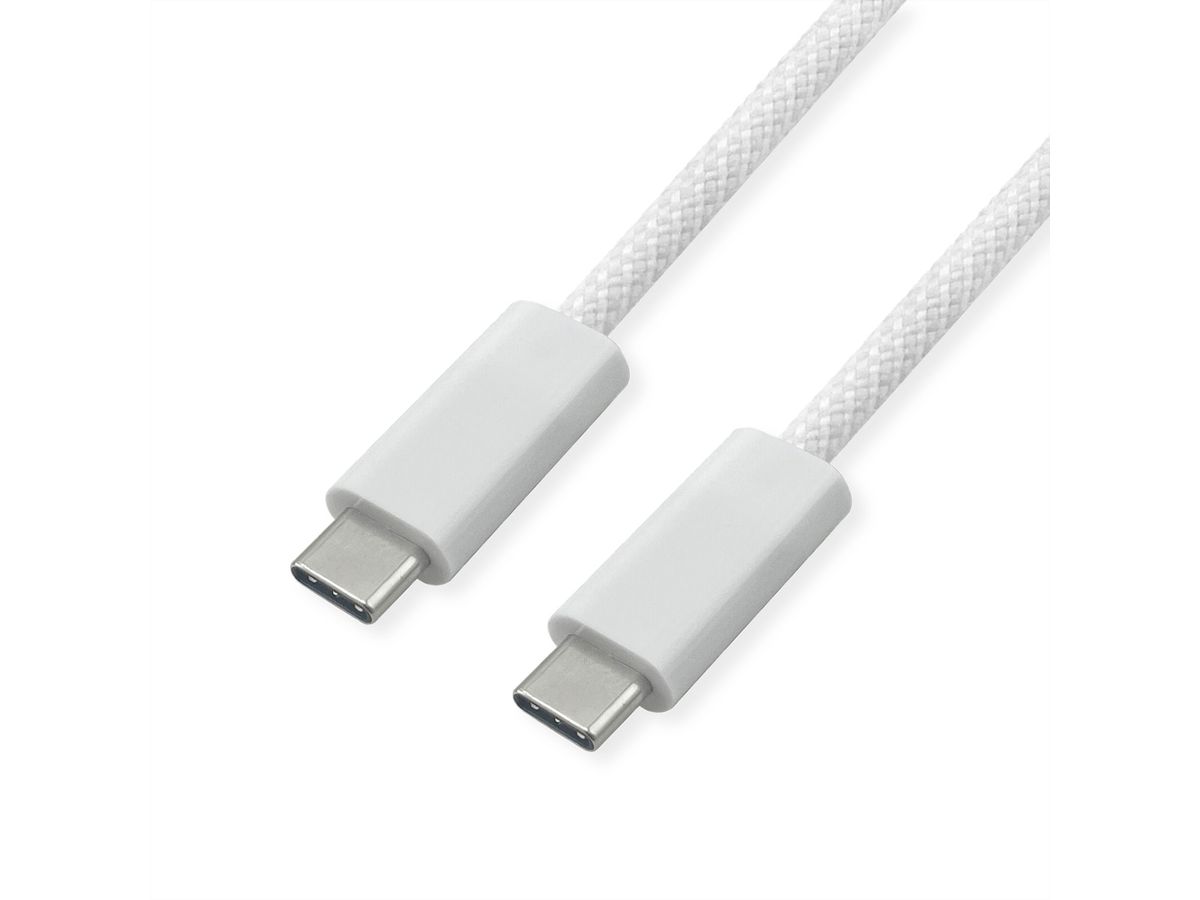 ROLINE Câble USB4 Gen3x2, C–C, M/M, 8K UHD-2, 40Gbit/s, 240W, blanc, 1 m