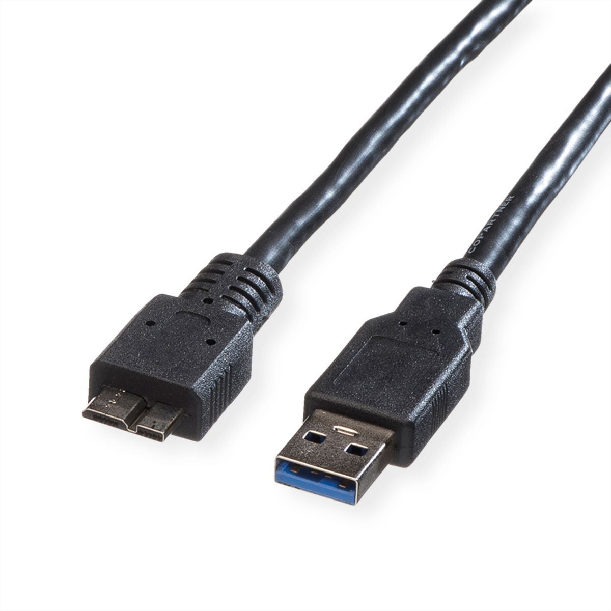 ROLINE USB 3.2 Gen 1 Kabel, A ST - Micro B ST, schwarz, 3 m