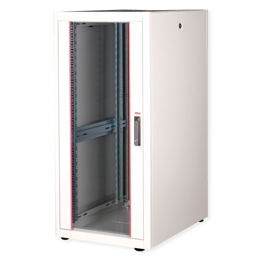 ROLINE 19-Zoll Netzwerkschrank Basic 26 HE, 600x800 BxT Glastür grau