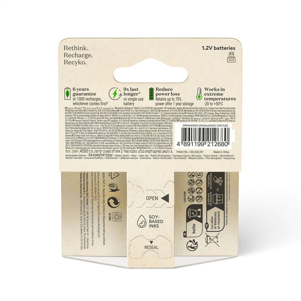 GP Batteries Recyko+, Akku 2xAAA, 650 mAh, 1,2 V