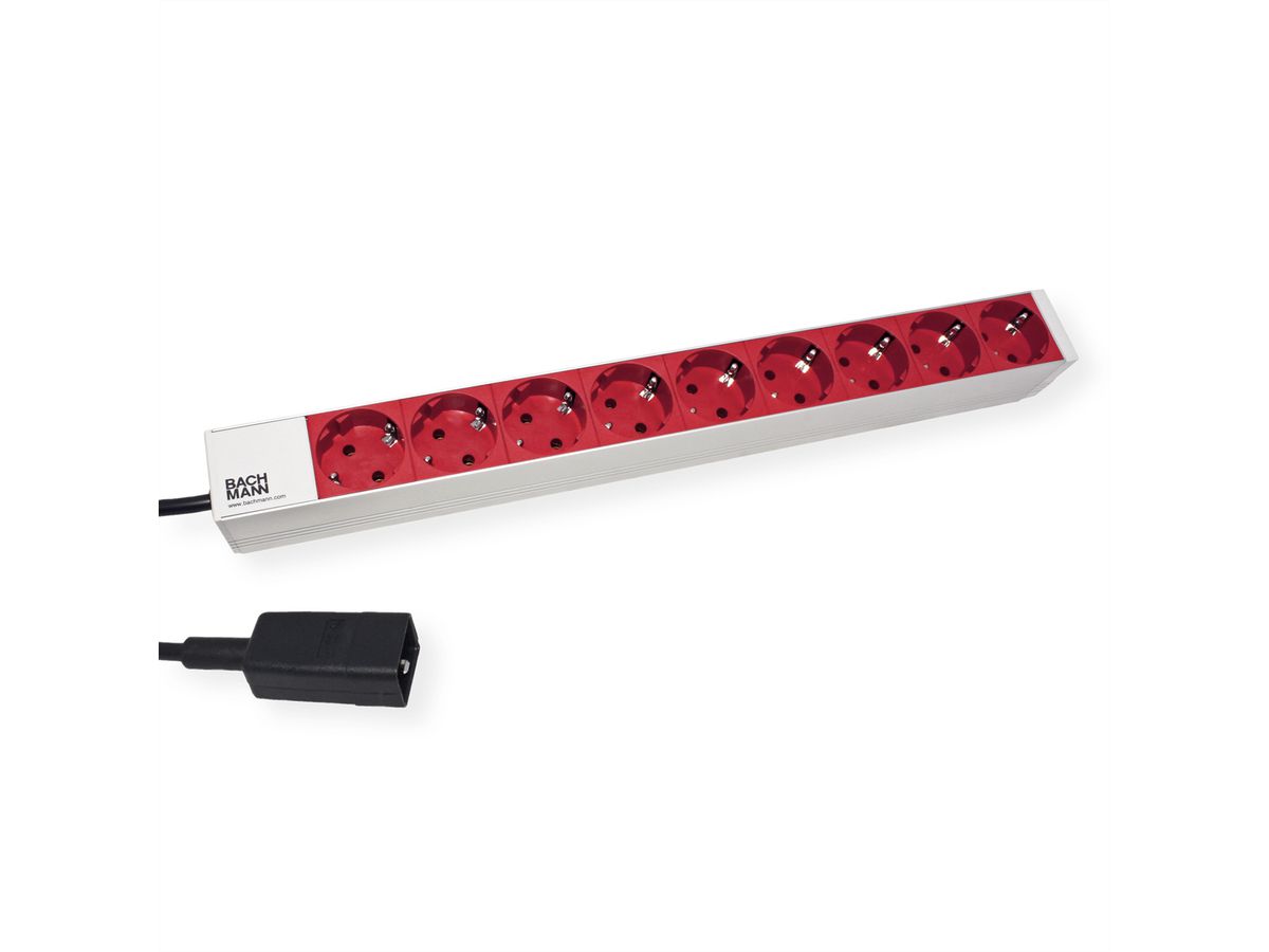 BACHMANN Prise multiple 19", 9x, 3600W, prise PC (IEC320 C20), argent