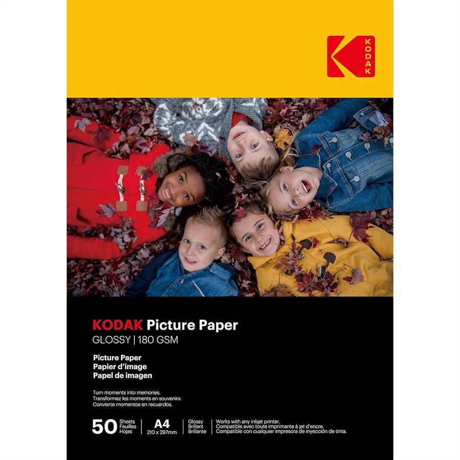 Kodak Fotopapier - 50 Blatt A4, 180g/qm, 21cm x 29.7cm, Hochlglanz