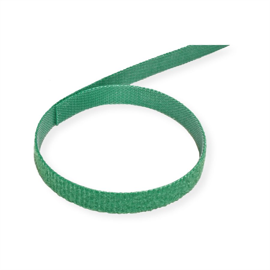 VALUE Bande auto-agrippante sur rouleau, 10mm, vert, 25 m