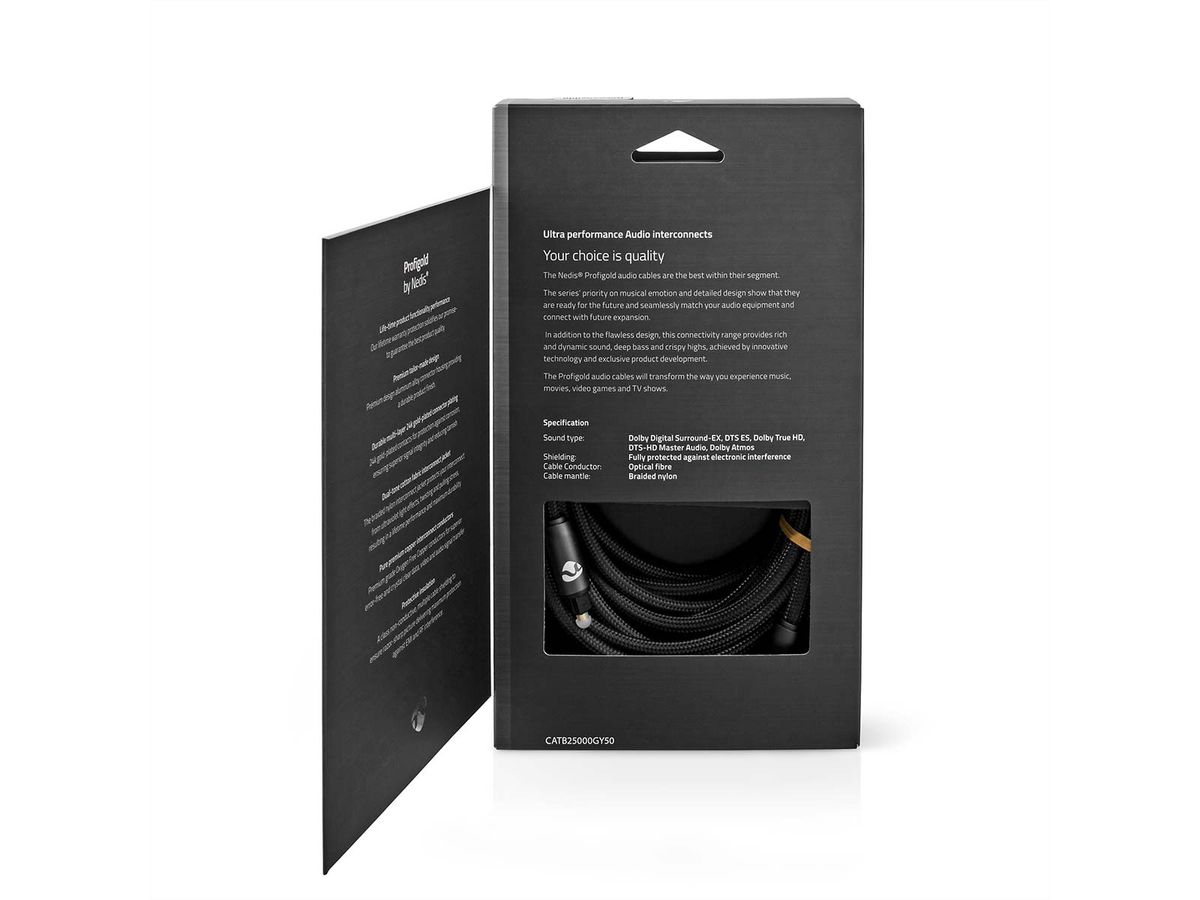 Nedis Optisches Audiokabel, 2x Toslink, ST/ST, grau, 5 m