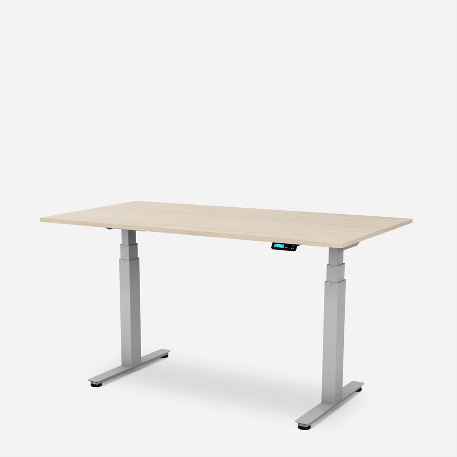 WRK21 Bureau Work 160 x 80 cm, Hauteur réglable, Mandal érable / Gris