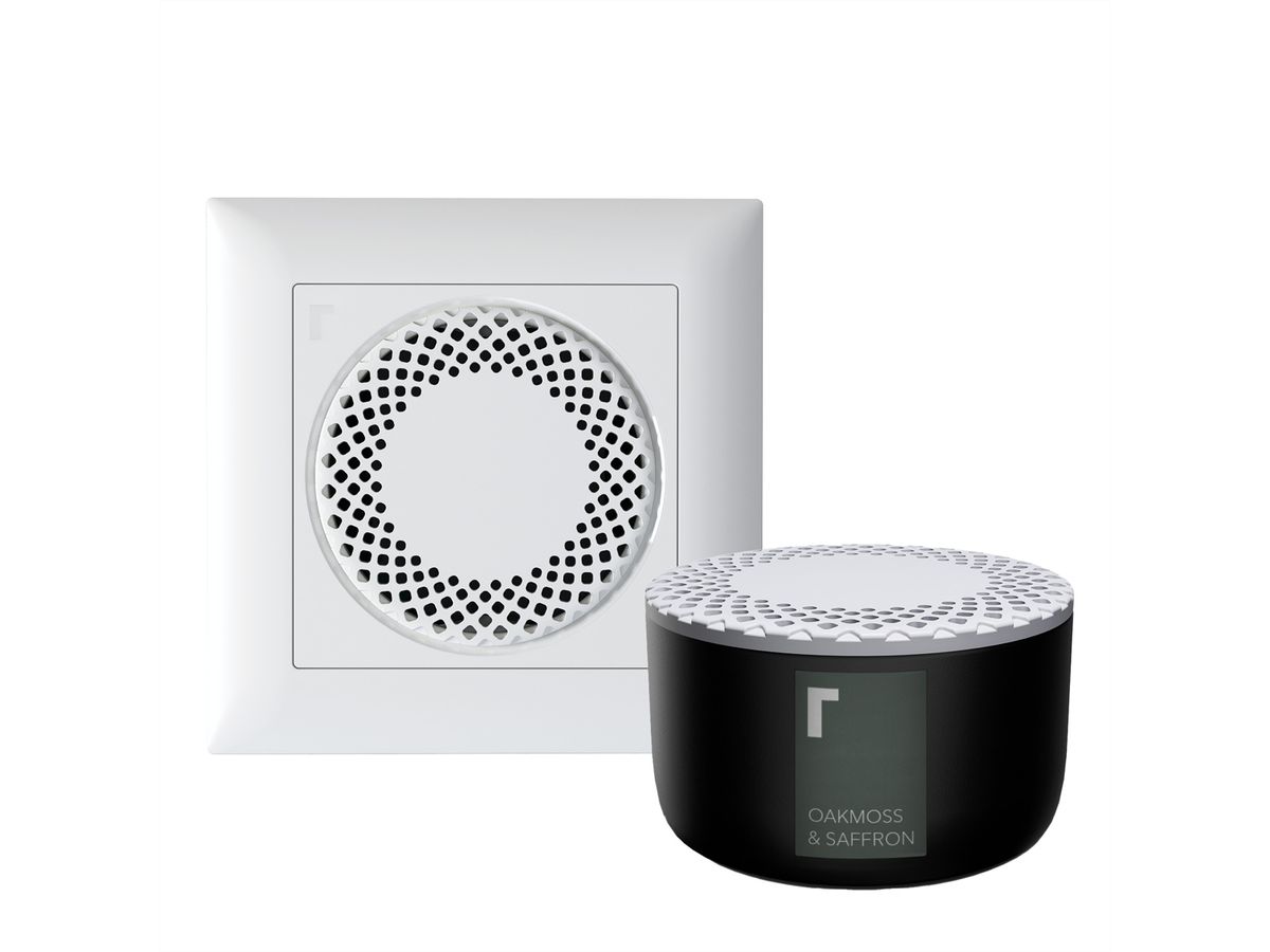 Revoltab Diffuseur de parfum Set Hide, blanc, capsule Oakmoss & Saffron incluse