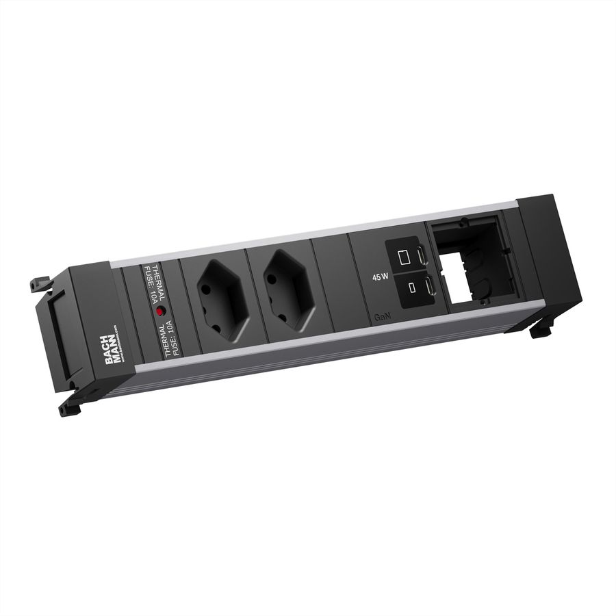 BACHMANN POWER FRAME M 2xCH 0°, 1xUSB C/C 45W 1xCM L=0,2m