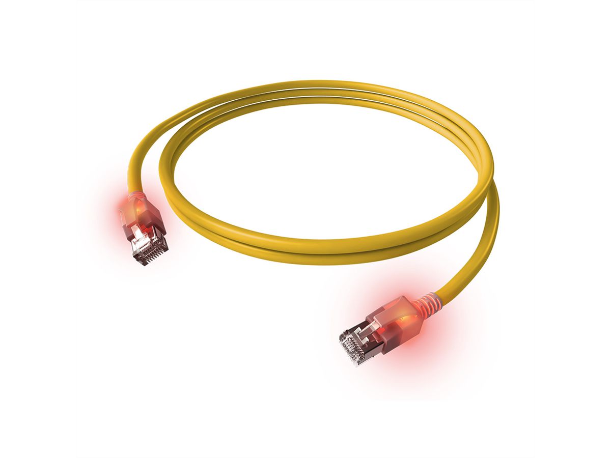 Cordon EasyLan DualBoot® LED Cat.6A (Classe EA) S/FTP, LSOH, jaune, 1 m