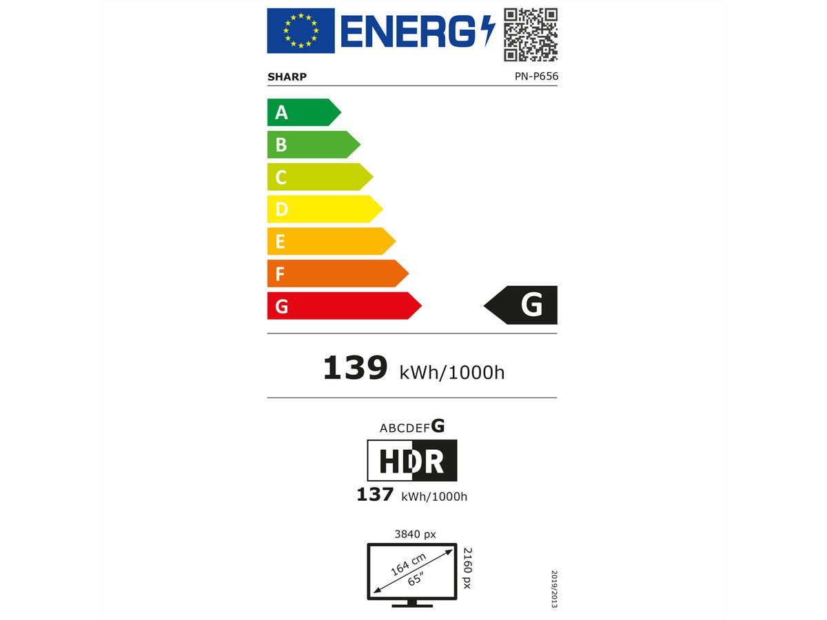 Sharp Signage Display MultiSync P656, 65", UHD, 24/7, 700cd/m²