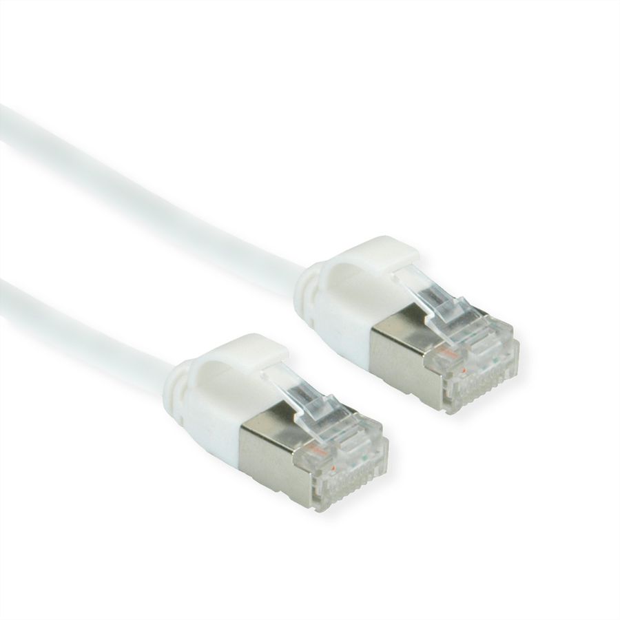 ROLINE GREEN Cordon DataCenter U/FTP Cat.6A (Classe EA), LSOH, slim, blanc, 0,15 m