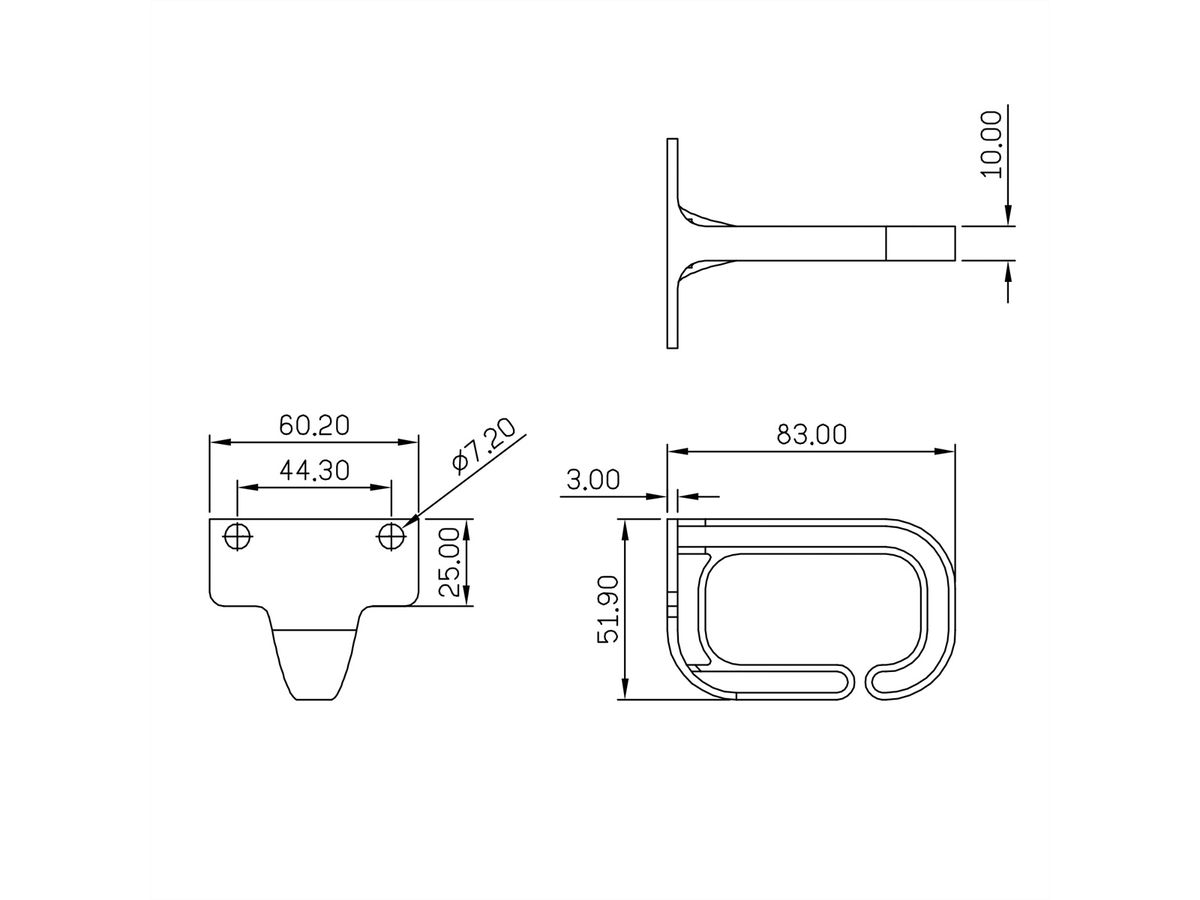 VALUE Etrier 19", 40x80mm, en plastique, noir