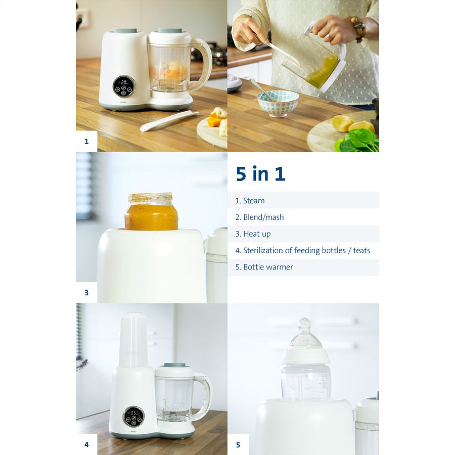 Alecto BFP-66 Appareil à purifier les aliments pour bébés 5 en 1, blance