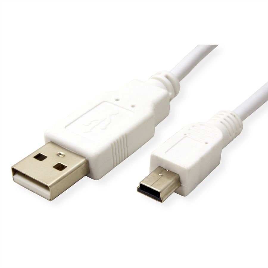 VALUE Câble USB 2.0, type A - mini 5-broches, blanc, 0,8 m