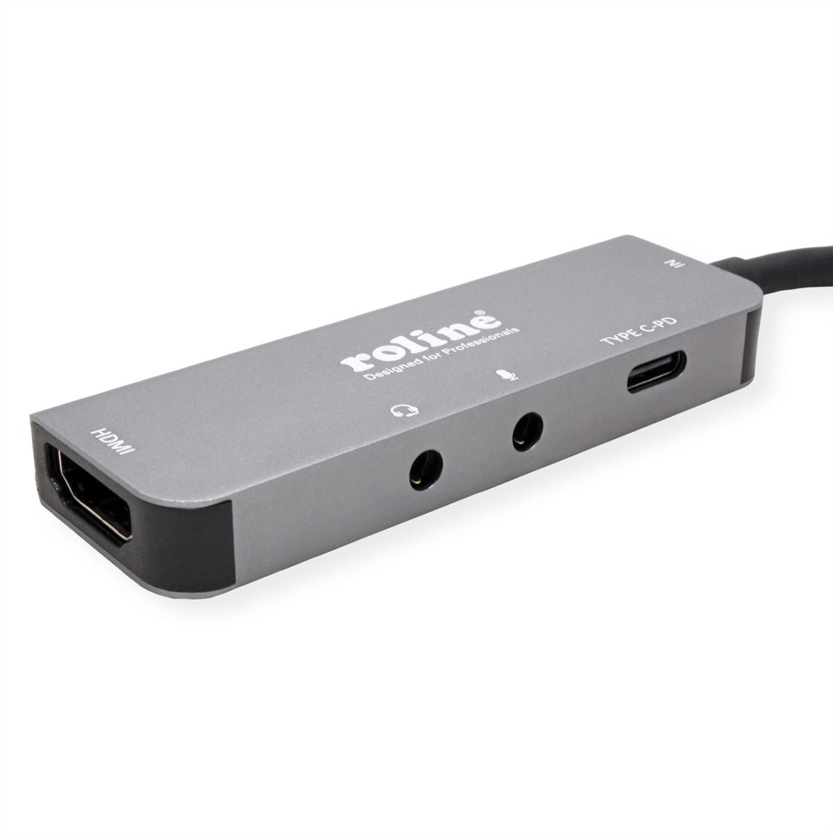 ROLINE Dockingstation Typ C, 4K HDMI, 2x 3,5mm Audio (TRRS + TRS)