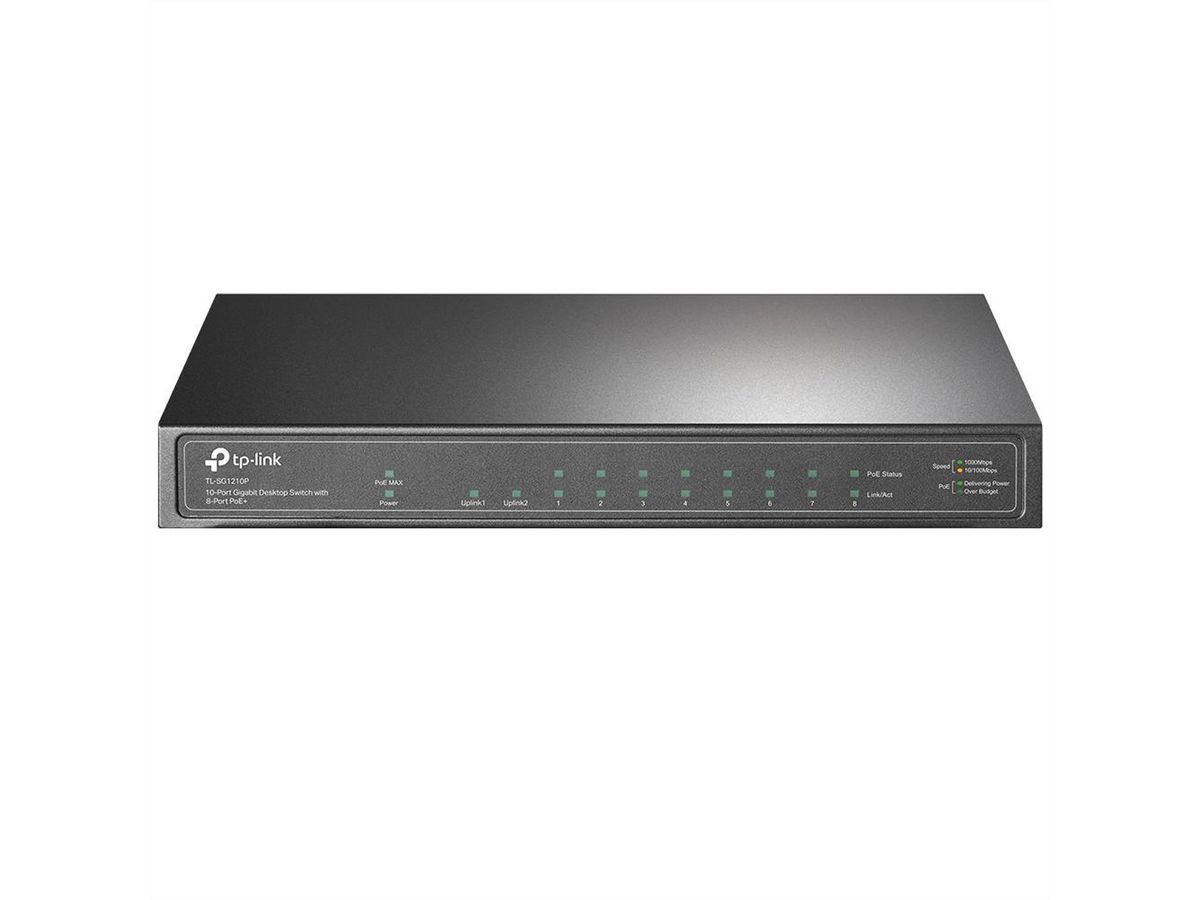 TP-LinkTL-SG1210P PoE Switch , 8x Gigabit PoE+ Ports, 1x RJ45 Port