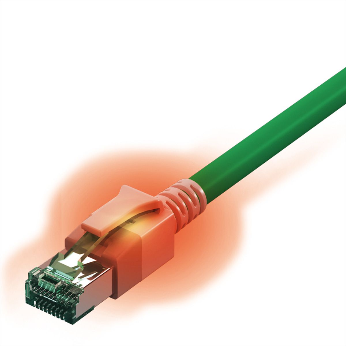 EasyLan DualBoot LED Patchkabel RJ45 S/FTP Cat.6A (Class EA), mit saCon Stecker, LSOH, grün, 2 m