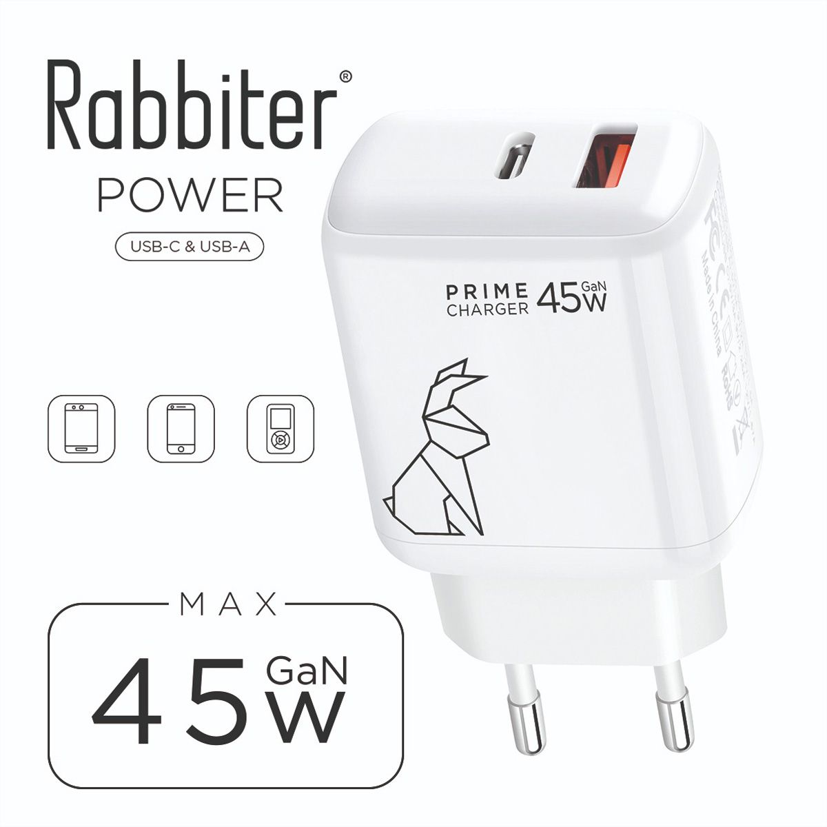 Rabbiter Power Fast Dual-Charger, 45W