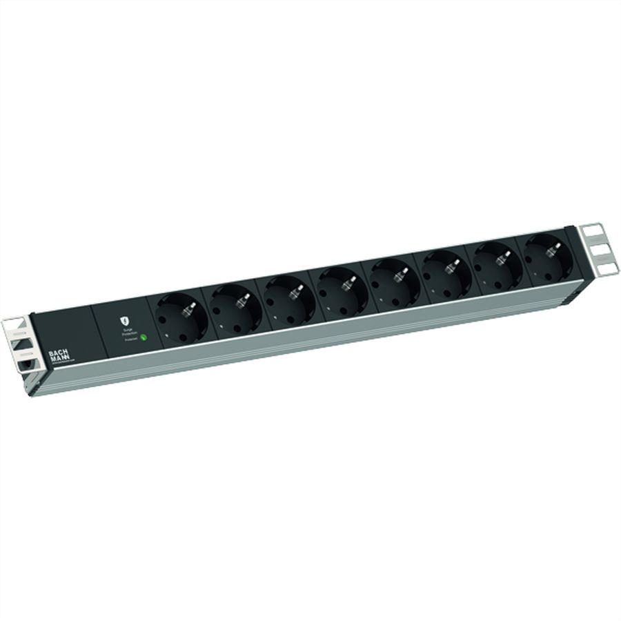BACHMANN 19" 1UH 8xCEE7/3 RAL7035 1xSPD-Plus 2,0m CEE7/7