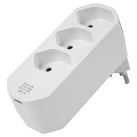 Steffen Mehrfachstecker Manta 3fach, 1xUSB-C, Dreh-Winkelstecker, weiss