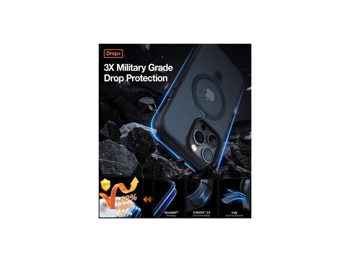 Torras UPRO Ostand Matte Schutzhülle, iPhone 14 Pro Max, MagSafe, schwarz