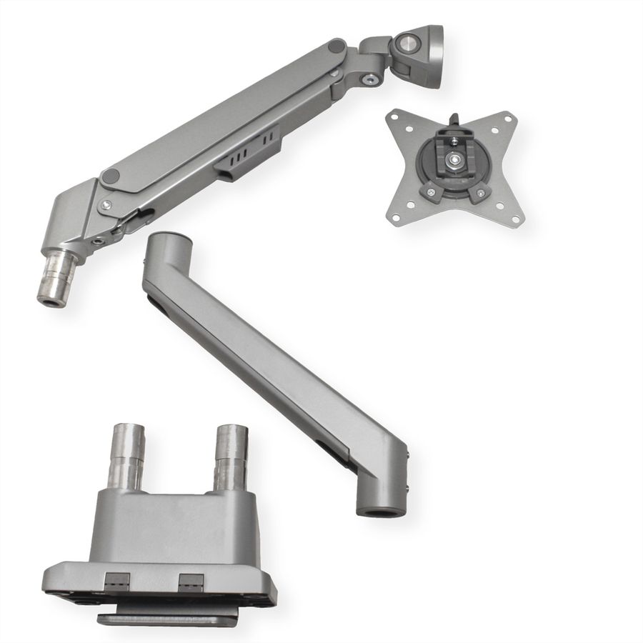 ROLINE Support double LCD, vérin à gaz, 5 articulations, fixation sur bureau, 17-23", jusqu'à 2x 9 kg, argent