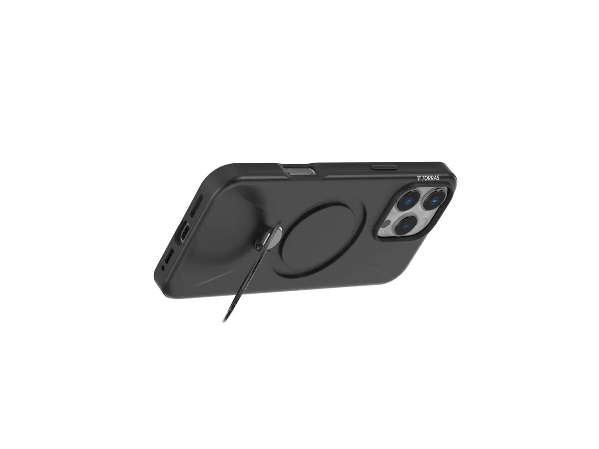 Torras Ostand 360° Spin Fusion Hülle, iPhone 16 pro Max, MagSafe, schwarz