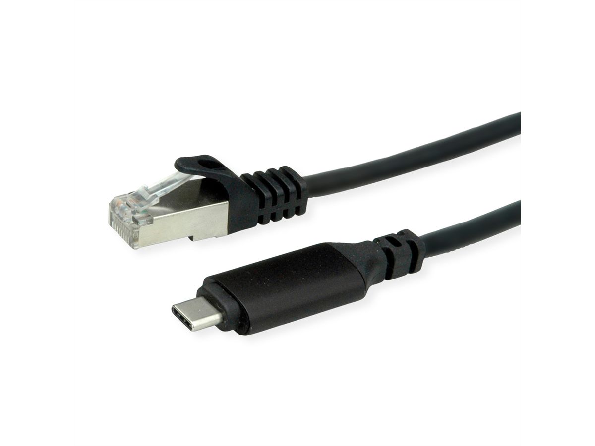 ROLINE USB 3.2 Gen 2 Typ C zu Gigabit Ethernet Konverterkabel, schwarz, 3 m