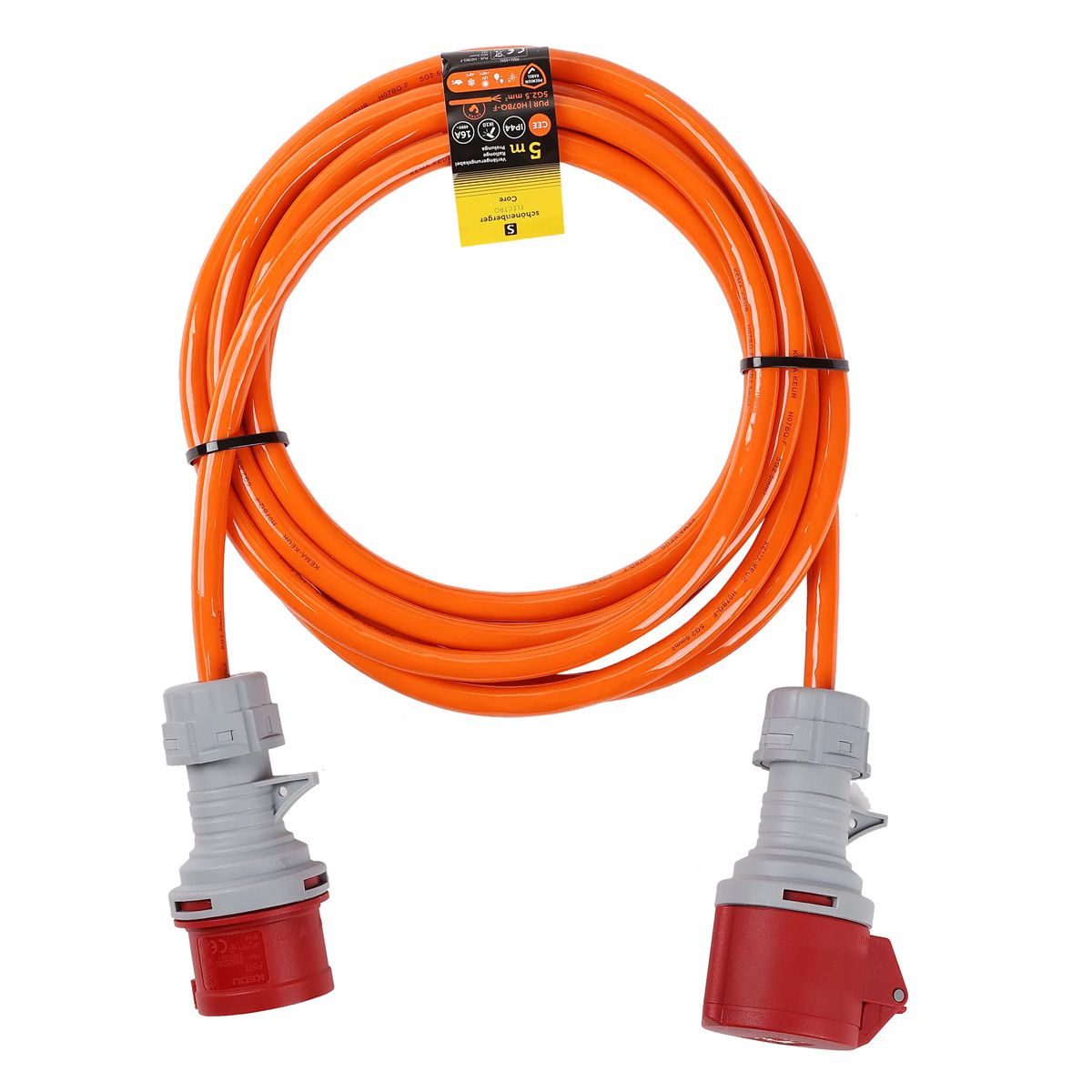 Verlängerung CEE 5P 32A IP44, 5m EPR-PUR H07BQ-F 5G4mm2 , orange