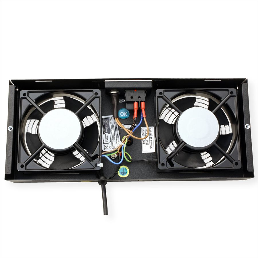 ROLINE Lüftereinheit 2 Lüfter, für 19-Zoll Wandgehäuse schwarz, Thermostat