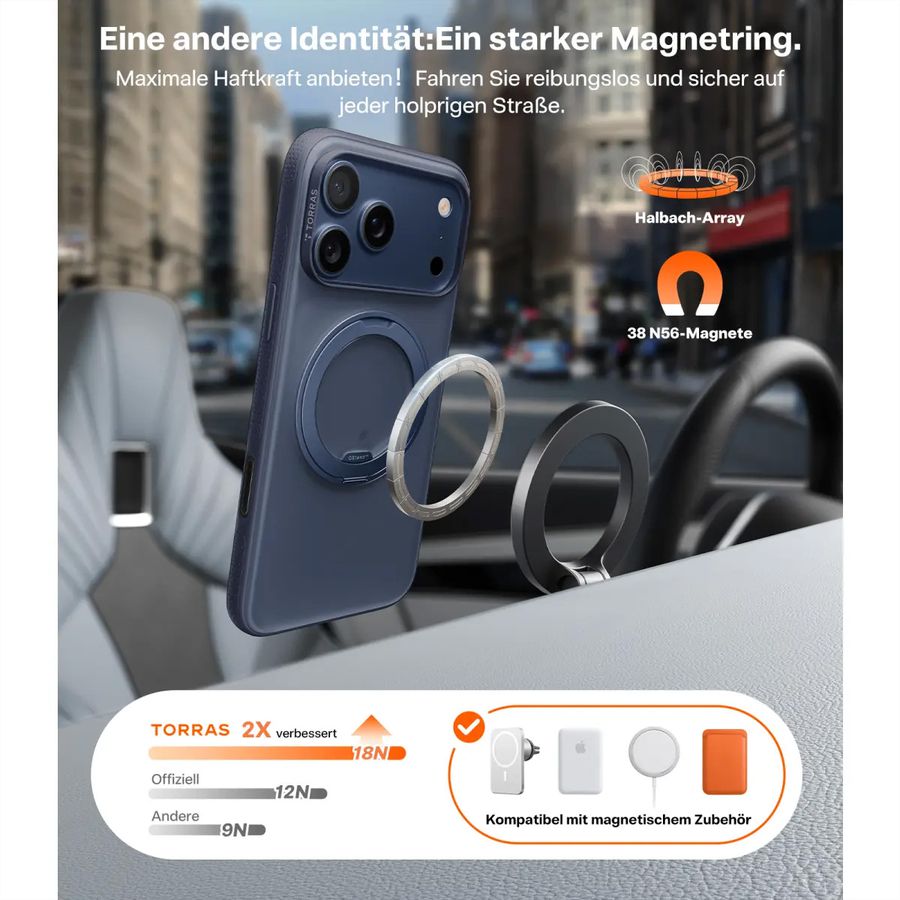 Torras Ostand R Fitness Case , iPhone 17 Pro, MagSafe, bleu