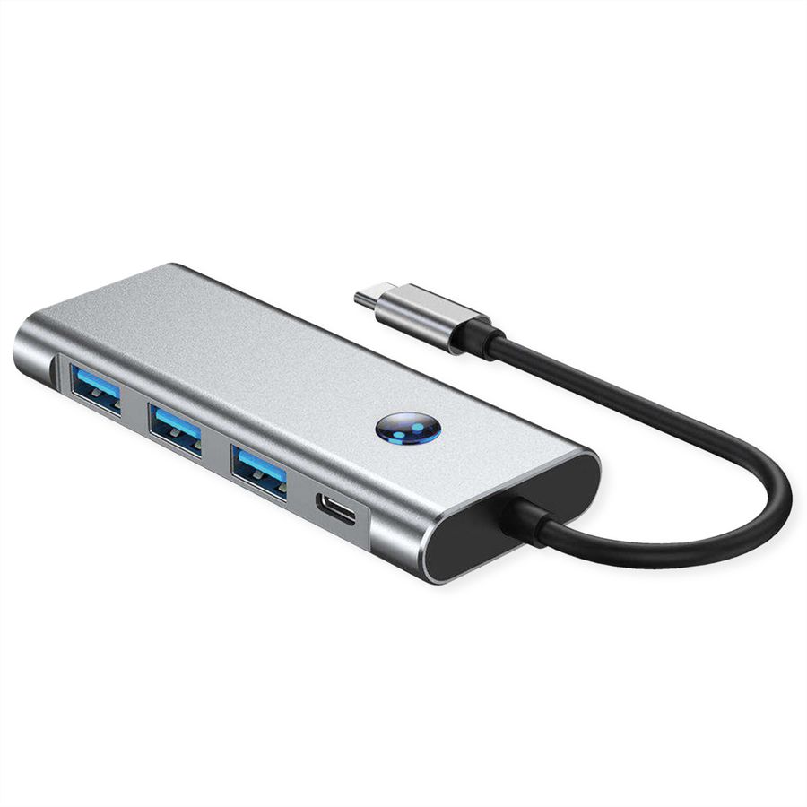 VALUE USB Typ C Docking Station, HDMI 4K60, 3x USB A + Typ C PD, 1x SD/MicroSD (TF)