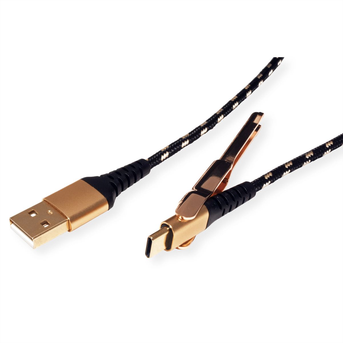 ROLINE GOLD USB 2.0 Sync- & Ladekabel, USB-A/USB-C, Stütze, 1 m