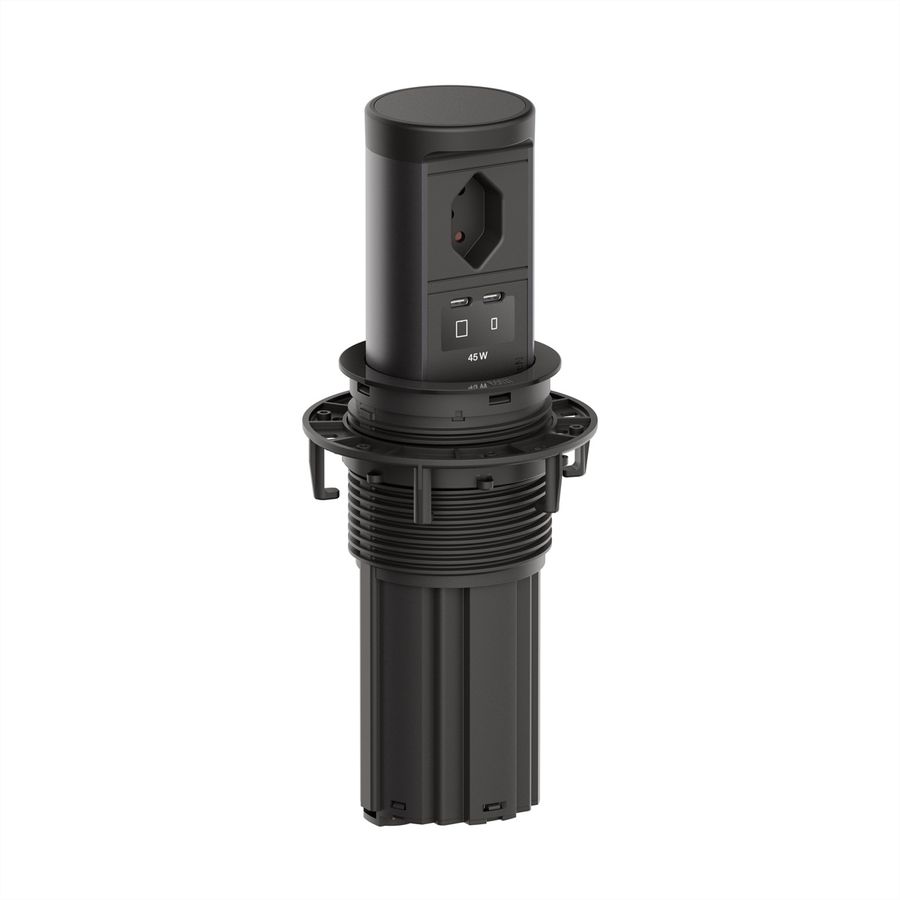 BACHMANN ELEVATOR2 1xCH T13, 1xUSB C/C 45W RAL9005 0,5m ISV