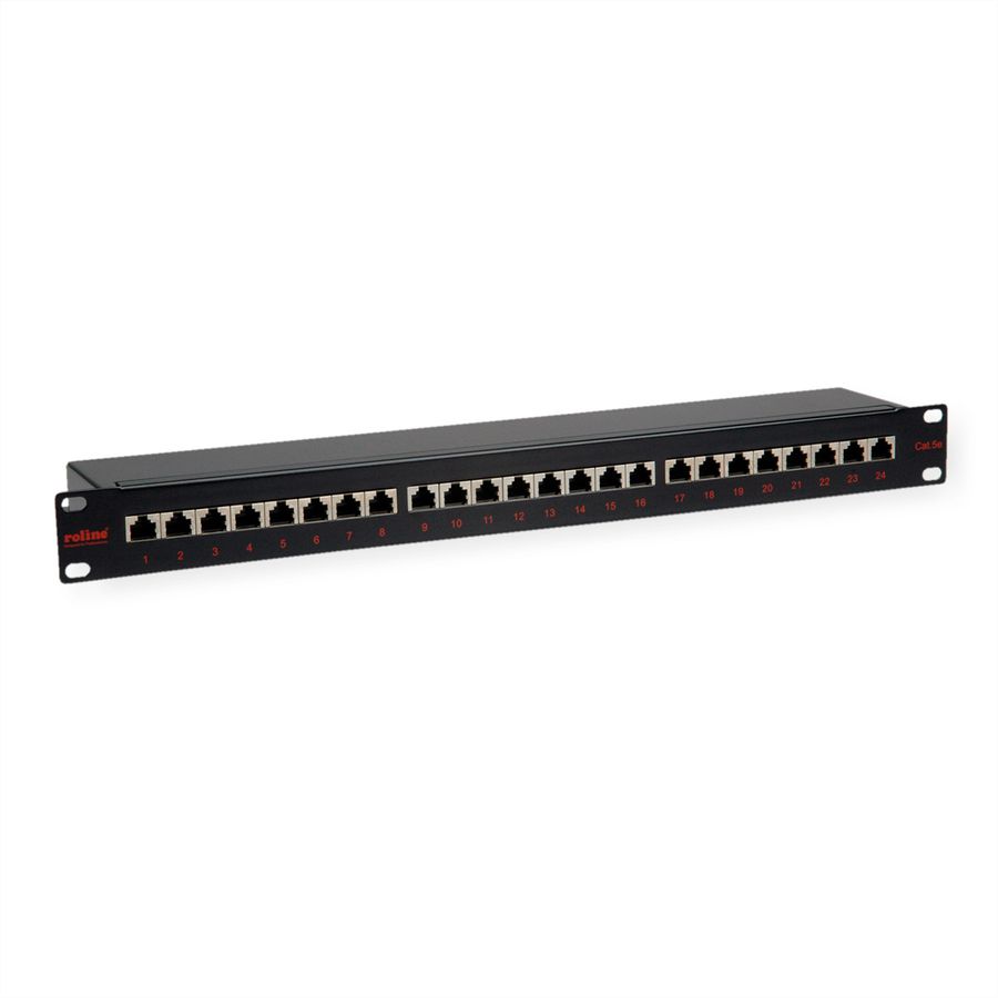 ROLINE 19-Zoll-Patchpanel 1 HE, 24 Ports, Cat.5e (Class D), schwarz
