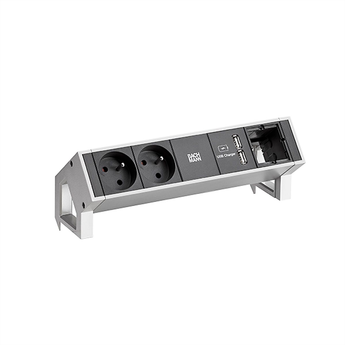 BACHMANN DESK2 2xUTE 35° 1xUSB Charger 1xCM Strom 0,2m GST18 Inox