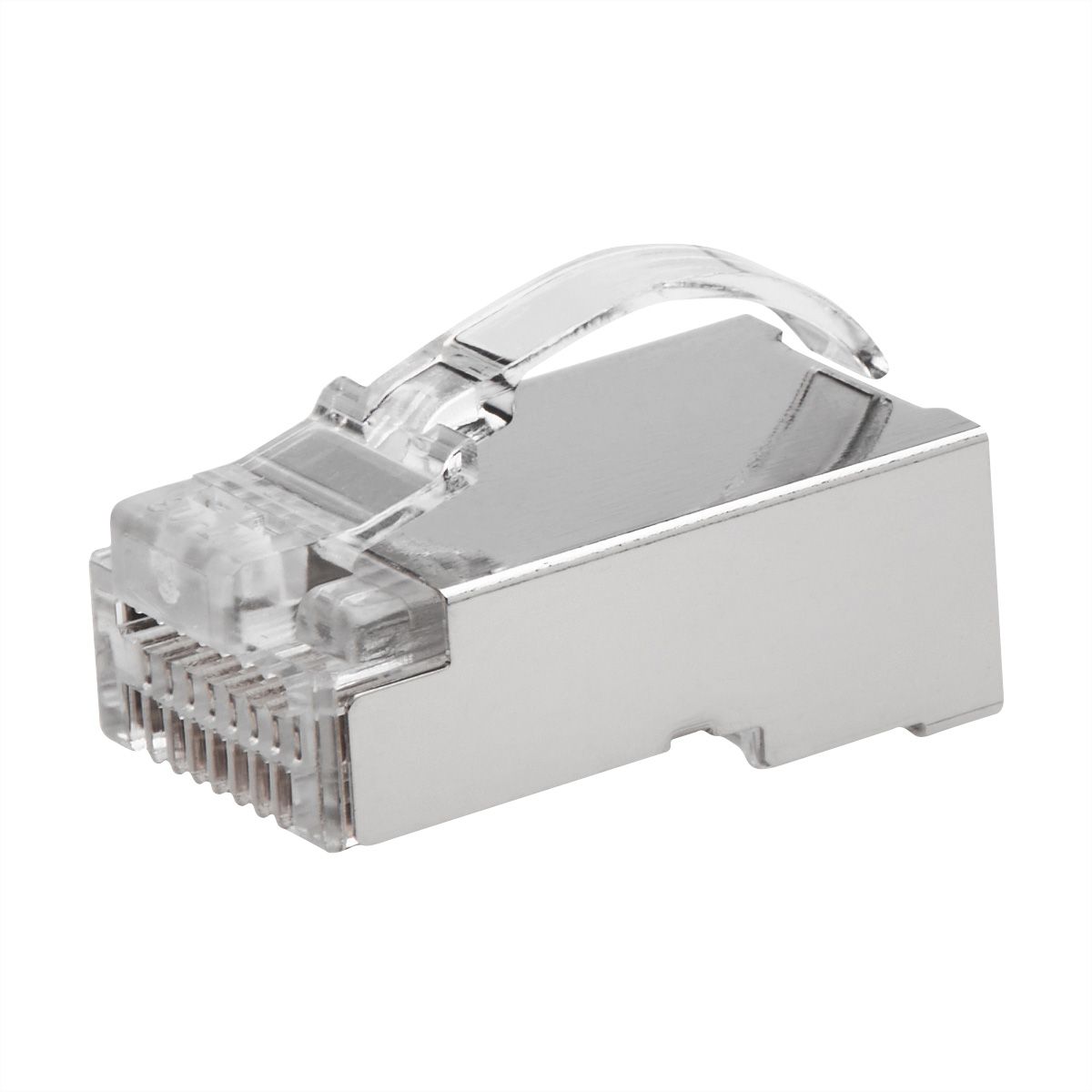 ROLINE RJ45 Stecker, geschirmt, Cat.6/6A (Class E/EA), einfacher Durchgang, für Massiv-/Litzendraht, 10 St.