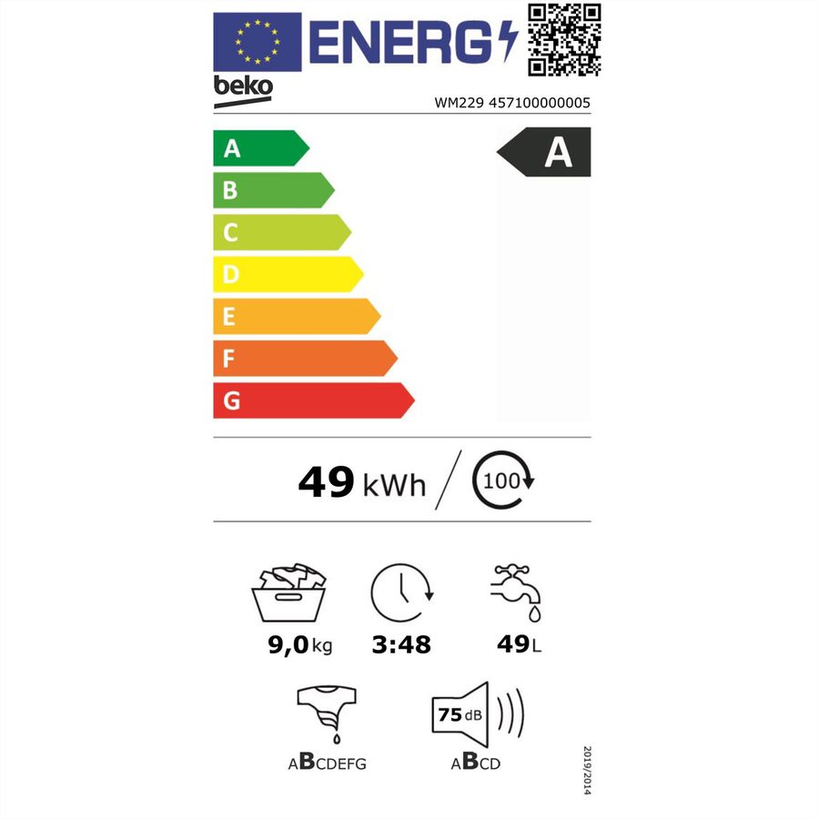 Beko Waschmaschine WM229, 9kg, A, weiss