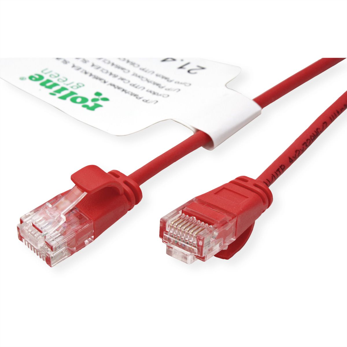 ROLINE GREEN UTP Patchkabel Cat.6A (Class EA), LSOH, slim, rot, 2 m