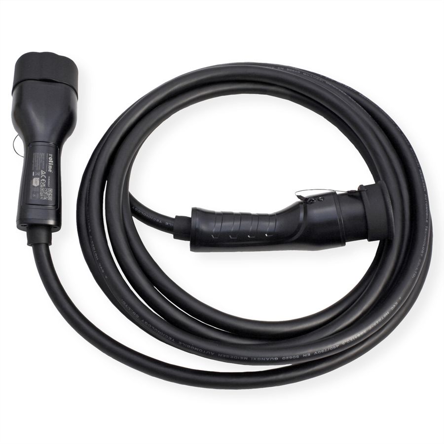 ROLINE E-Auto Ladekabel Typ2, 3-phasig, 480VAC (3P+N+E), 32 A, 22 kW, 5 m