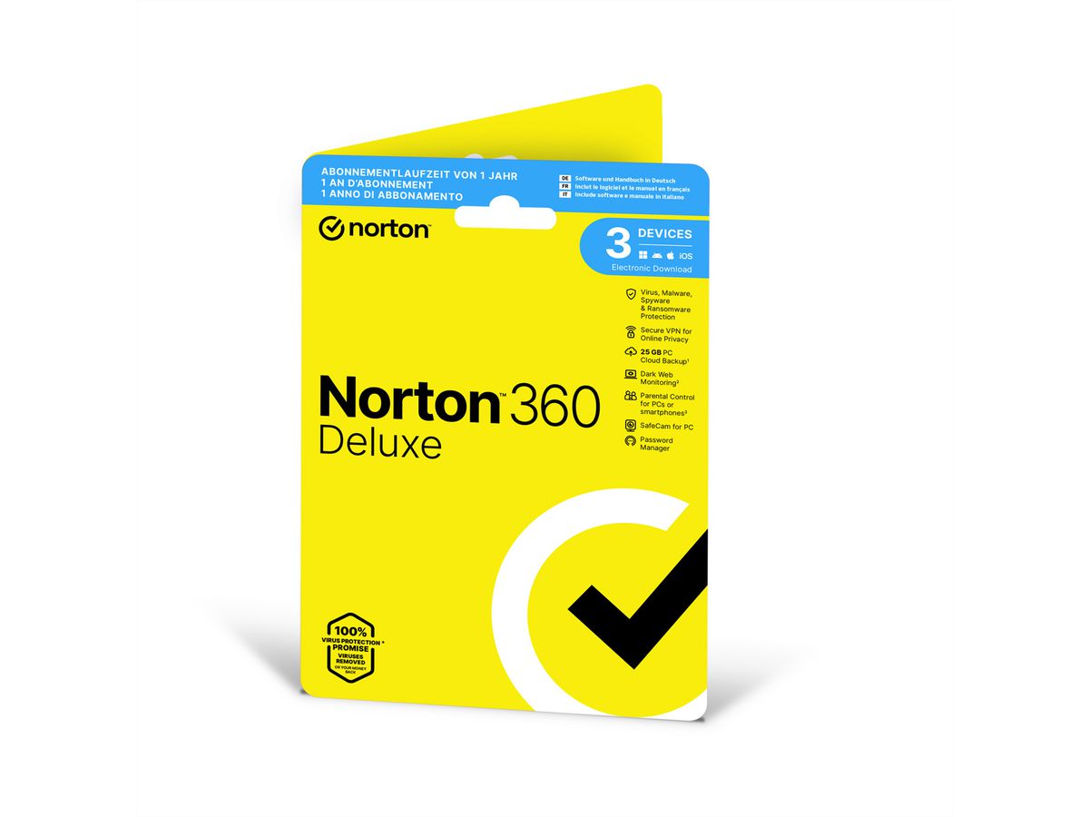 Norton 360 Deluxe 3 Device, 25GB, 12 Monate