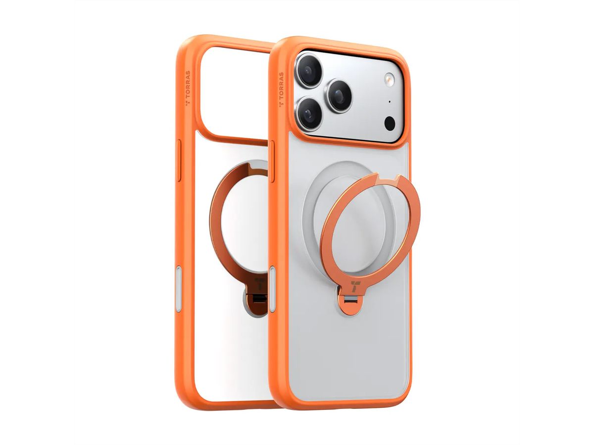 Torras UPRO Ostand Spin Case, iPhone 17 Pro Max, MagSafe, orange