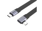 ROLINE Câble USB4 2.0 plat, C–C, M/M, un côté coudé à 90°, 8K UHD-2, 80Gbit/s, 240W, noir, 0,13 m
