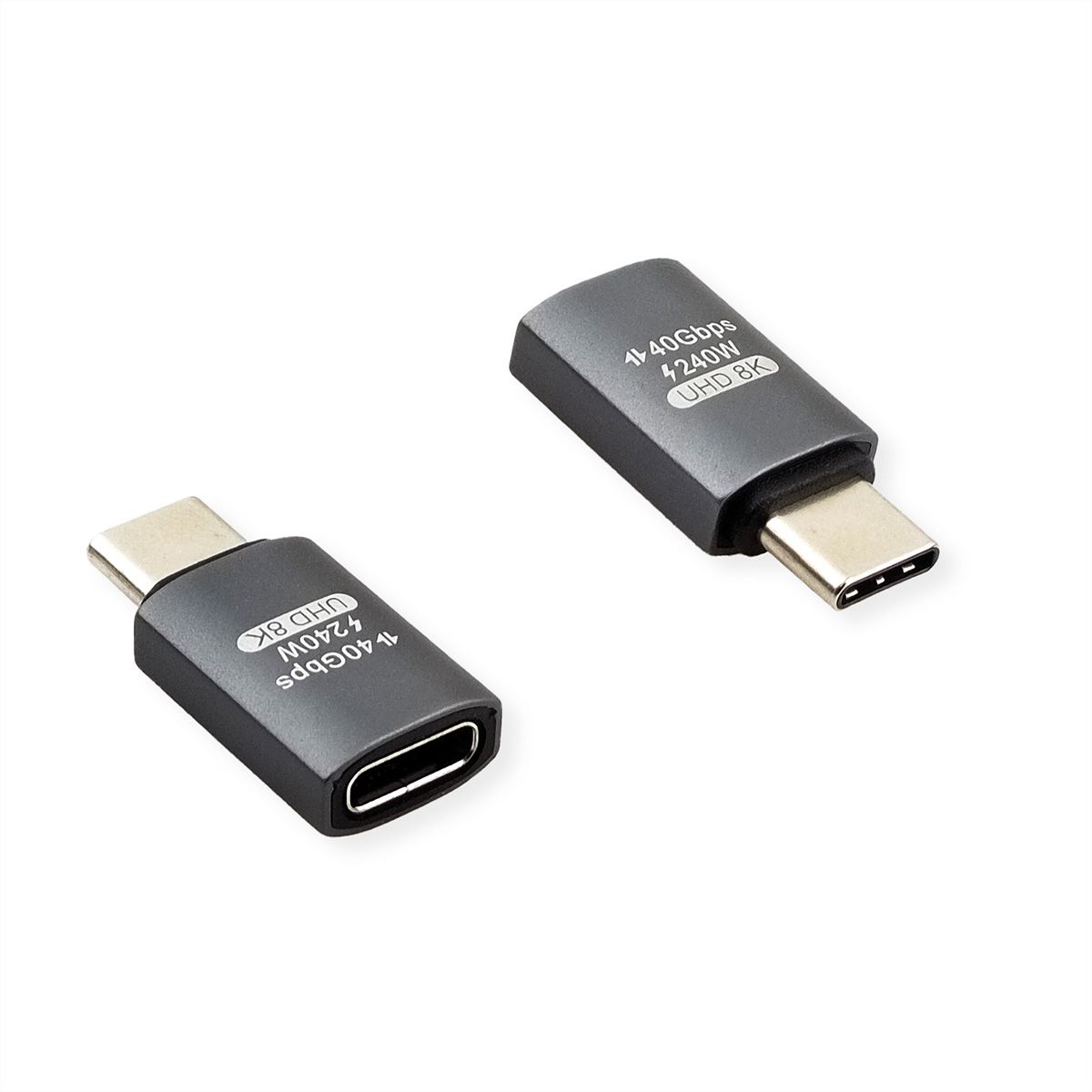 ROLINE Adaptateur USB4 Gen 3x2, Aluminium, Type C, M/F, argent
