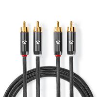 Nedis Stereo-Audiokabel, 2x Cinch, ST/ST, grau, 2 m