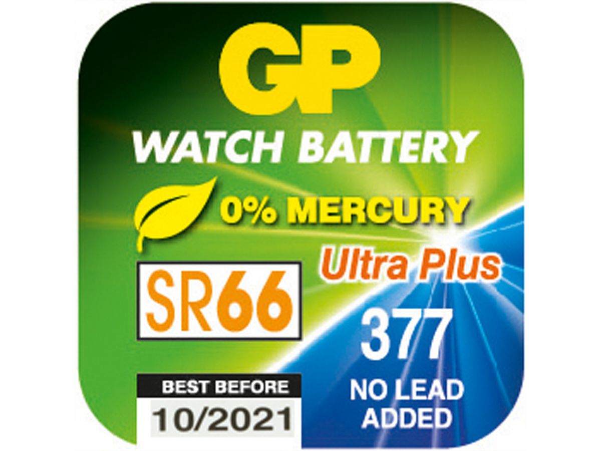 GP Batteries Uhrenbatterie SR626SW 377, 1 Stk, Silber-Oxid, 1.55V Low drain