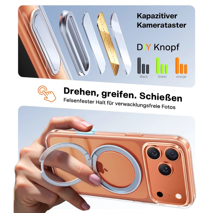Torras Upro Ostand Schutzhülle, iPhone 17 Pro Max, MagSafe, transparent