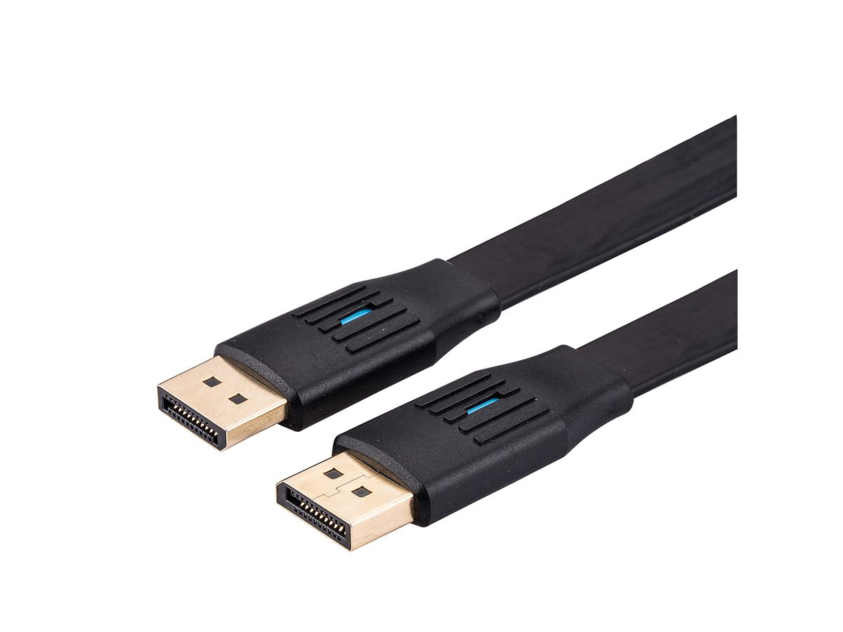 VALUE Câble DisplayPort plat v1.4, DP M - DP M, noir, 1 m