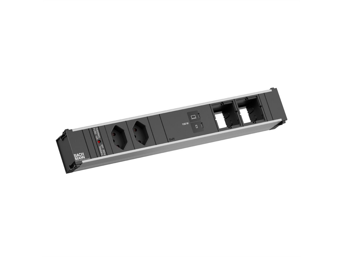 BACHMANN CONI L 2xCH 0° 1xUSB C/C 100W, 2xCM L=0,2m